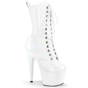 ADORE-1040WRHG - 18 cm platform bokacsizma magassarkú hologram fehér