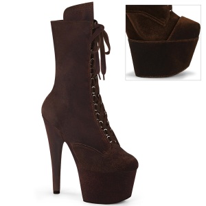 Bársony 18 cm ADORE-1045VEL poledance bokacsizma magassarkú Barna + védő lábujjvédők
