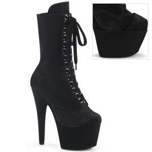 Bársony 18 cm ADORE-1045VEL poledance bokacsizma magassarkú fekete + védő lábujjvédők