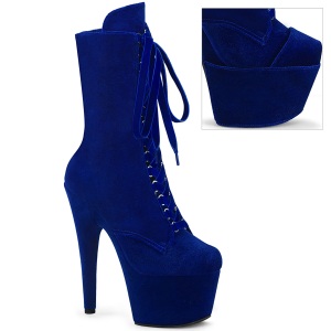 Bársony 18 cm ADORE-1045VEL poledance bokacsizma magassarkú kék + védő lábujjvédők
