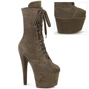 Bársony 18 cm ADORE-1045VEL poledance bokacsizma magassarkú khaki + védő lábujjvédők