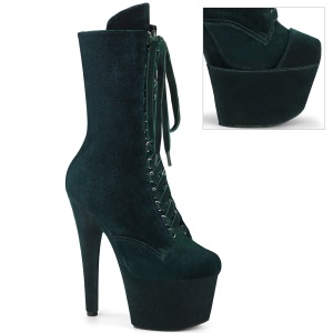 Bársony 18 cm ADORE-1045VEL poledance bokacsizma magassarkú zöld + védő lábujjvédők