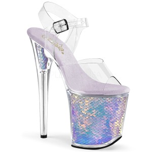 Ezüst 20 cm FLAMINGO-808MC Hologram platform magassarkű női