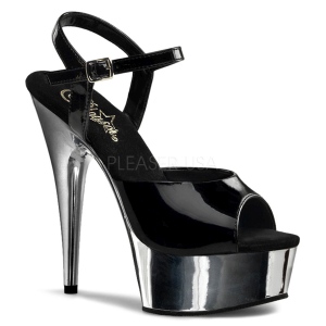 Ezüst krom platform 15 cm DELIGHT-609 pleaser magassarkú