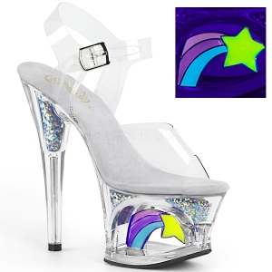 Fehér 18 cm MOON-708RSS Neon platform magassarkú női