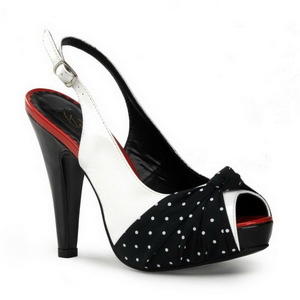 Fehér Pontok 12 cm retro vintage BETTIE-09 Platform Körömcipők