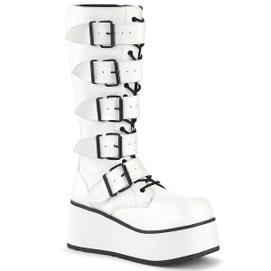 Fehér Vegan 8,5 cm TRASHVILLE-518 demoniacult csizma - unisex platform csizma