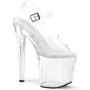Fehér átlátszó 19 cm ENCHANT-708 Platform cipők a magassarkú