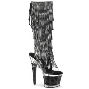 Fehér strass kö 18 cm SPECTATOR-2017RSF pleaser magassarkú bokacsizma platformos