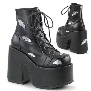 Fekete 13 cm CAMEL-201 Gótikus Bokacsizma Platform