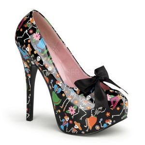Fekete 14,5 cm Burlesque TEEZE-12-4 női cipők magassarkű