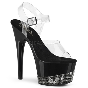 Fekete 18 cm ADORE-708-3 Glitter platform cipők a magassarkú