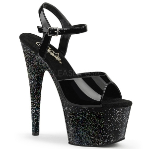 Fekete 18 cm ADORE-709MG csillámos platform magassarkú női