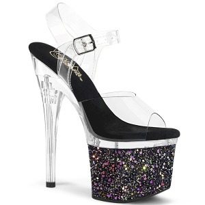 Fekete 18 cm ESTEEM-708LG Glitter platform cipők a magassarkú