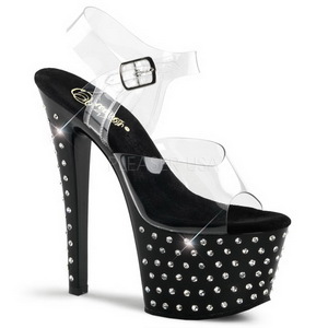 Fekete 18 cm Pleaser STARDUST-708 Magassarkú Platform