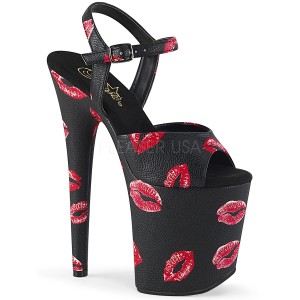 Fekete 20 cm FLAMINGO-809KISSES platform pleaser magassarkú