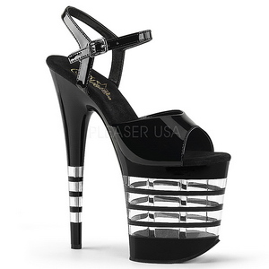 Fekete 20 cm Pleaser FLAMINGO-809LN Magassarkú Platform