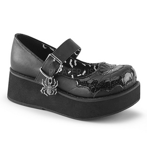 Fekete 6 cm DemoniaCult SPRITE-05 Platform Gótikus Cipők