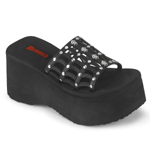 Fekete 9 cm DemoniaCult FUNN-13 emo gothic papucs platform