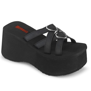 Fekete 9 cm DemoniaCult FUNN-15 emo gothic papucs platform