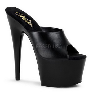 Fekete Bőr 18 cm ADORE-701 Platform Papucs