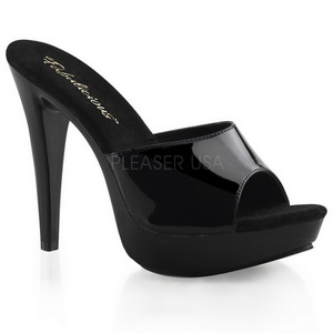 Fekete Fenyes 14 cm COCKTAIL-501 Platform Papucs