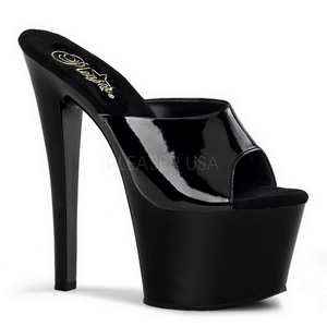 Fekete Fenyes 18 cm PLEASER SKY-301 Platform Papucs