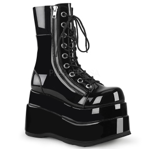 Fekete Lakkbőr 11,5 cm BEAR-265 Demonia Bokacsizma Platform