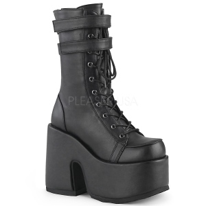 Fekete Műbőr 13 cm CAMEL-250 DemoniaCult Bokacsizma Platform