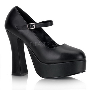 Fekete Műbőr 13 cm DOLLY-50 Mary Jane Platform Körömcipők