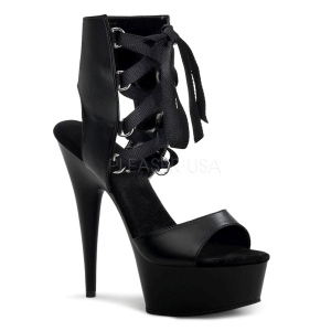 Fekete Műbőr 15 cm DELIGHT-600-14 platform pleaser szandál