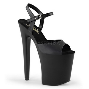 Fekete Műbőr 20 cm Pleaser XTREME-809 Magassarkú Platform