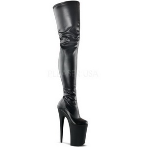 Fekete Műbőr 23 cm PLEASER INFINITY-4000 Platform Magassarkú Combcsizma