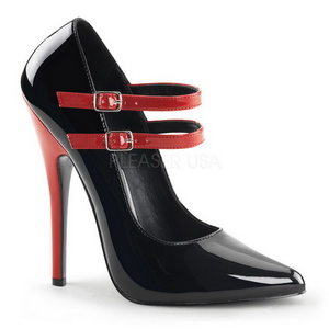 Fekete Piros 15 cm DOMINA-442 női cipők magassarkű