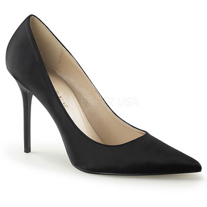 Fekete Szatén 10 cm CLASSIQUE-20 nagy méretek stilettos cipők