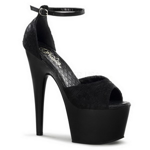 Fekete Szatén 18 cm Pleaser ADORE-768 Magassarkú Platform