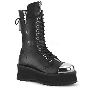 Fekete Vegan 7 cm GRAVEDIGGER-14 demoniacult csizma - unisex platform csizma