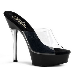 Fekete Átlátszó 14 cm Pleaser ALLURE-601 Platform Papucs