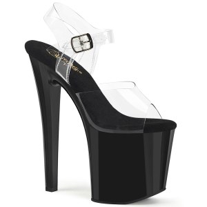 Fekete átlátszó 19 cm ENCHANT-7082 Platform cipők a magassarkú