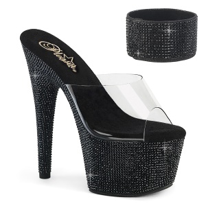 Fekete strass 18 cm BEJEWELED-712RS pleaser magassarkú boka mandzsetta