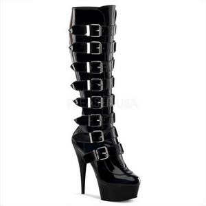 Fenyes 15 cm DELIGHT-2049 női csatos csizma magassarkú