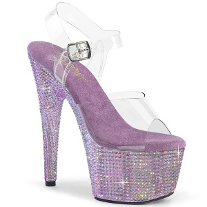 Ibolya 18 cm BEJEWELED-708RRS rúdtánc magassarkú cipő strass platform