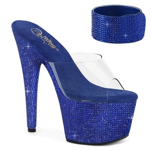 Kék 18 cm 712RS pleaser magassarkú boka mandzsetta strass platform