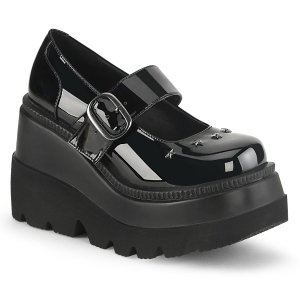 Lakkbőr 11,5 cm SHAKER-23 alternatív cipők platformos fekete