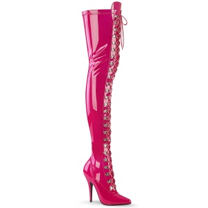Lakkbőr 13 cm SEDUCE-3024 Pink combcsizma magassarkú a férfi