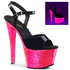 Lakkbőr 18 cm SKY-309UVLG Szandál Magassarkú Neon Platform