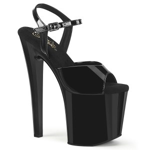 Lakkbőr 19 cm ENCHANT-709 fekete pleaser cipők a magassarkú