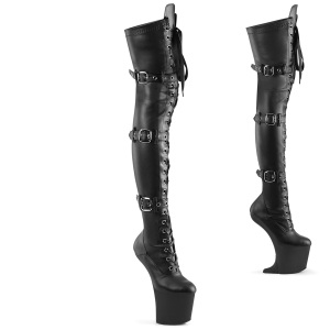 Lakkbőr 20 cm CRAZE-3028 Heelless overknee csizma pony sarkú fekete