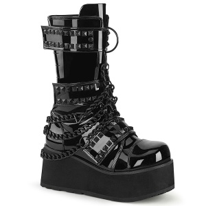 Lakkbőr 8,5 cm TRASHVILLE-138 demoniacult csizma - unisex platform csizma