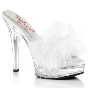 Műbőr 13,5 cm MAJESTY-501F-8 prém papucs magassarkú Fehér